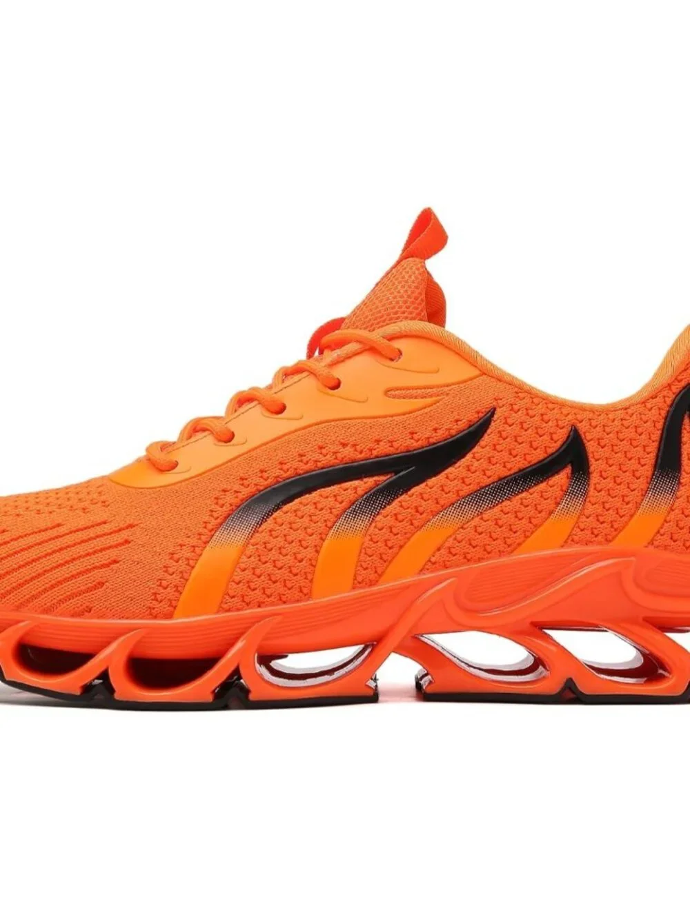 Women's Orange Mesh Sneakers Athletic Running Walking Shoes Lace-up